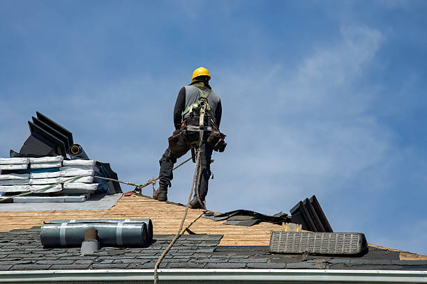 Professional Gutter Installation technician working in Hewlett, NY